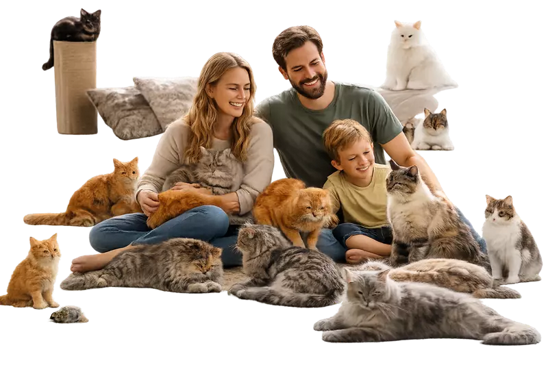 Imagen de personas con Gatitos