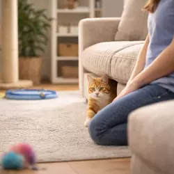 Proceso de adaptación de un gato nuevo en casa explorando poco a poco 
                                mientras gana confianza en su nuevo entorno tras ser adoptado