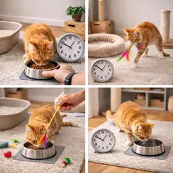 Cómo crear una rutina para un gato recién adoptado con horarios de 
                                comida, juego y uso del arenero para mejorar su adaptación
