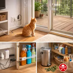 Cómo preparar una casa segura para un gato antes de adoptarlo evitando 
                                 accidentes con cables, químicos y espacios peligrosos