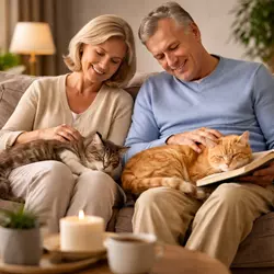 Gatos descansando con sus dueños en un entorno tranquilo recomendados para 
                          hogares silenciosos y rutinas calmadas