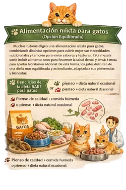 Imagen de alimentación mixta para gatos