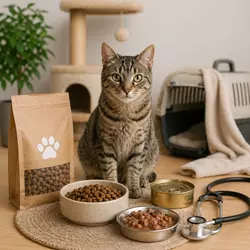 gato saludable con pienso premium y comida humeda balanceada 
                              nutricion felina completa dieta mixta gatos recomendacion 
                              veterinaria cuidado gatos hogar