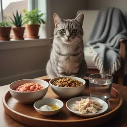 Gato senior de más de 7 años con comida especial para gatos mayores, 
                              dieta húmeda y pienso adaptado para apoyar articulaciones, riñones 
                              y salud general.