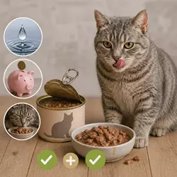 gato comiendo comida húmeda para gatos rica en hidratación con alta 
                              calidad nutricional ideal como complemento saludable y equilibrado 
                              para dieta felina