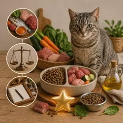 dieta mixta para gatos con pienso y comida natural equilibrio 
                              nutricional alimentación saludable felina mejor opción comida 
                              casera y croquetas balanceadas para gatos