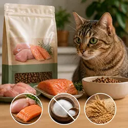 Pienso para gatos con ingredientes de alta calidad como carne y 
                              pescado, sin azúcares añadidos y bajo en cereales, alimentación 
                              saludable y nutritiva para gatos domésticos