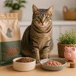 Gato doméstico con pienso de gama media y comida húmeda económica  
                              de calidad, alimentación equilibrada para gatos que permite ahorrar 
                              dinero sin descuidar la salud y nutrición felina