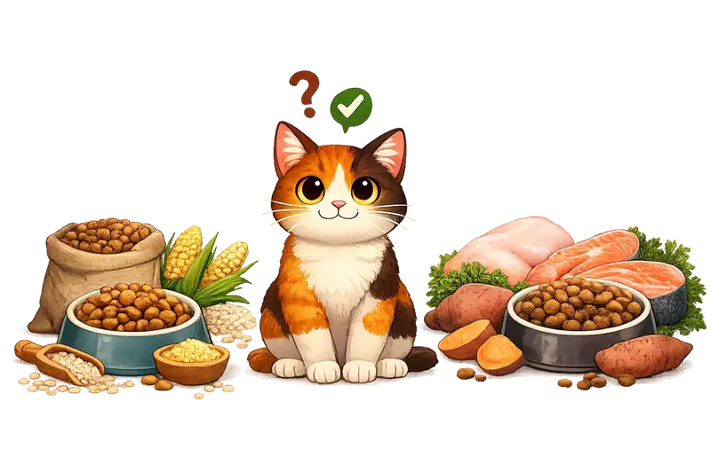 mejor comida para gatos comparativa de pienso seco vs comida natural con 
                     pollo, salmón y cereales gato sano eligiendo alimentación felina premium