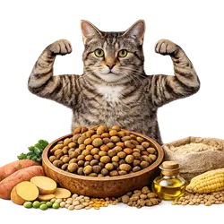 gato fuerte comiendo mejor pienso para gatos alta proteína alimento 
                              premium con ingredientes naturales nutrición felina saludable comida 
                              seca recomendada