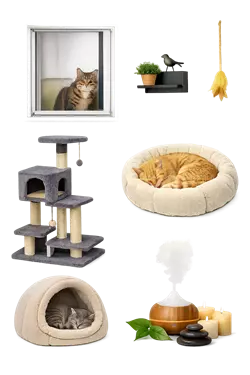 casa para gatos moderna con rascador cama suave y accesorios premium decoración pet 
                       friendly ideal para gatos domésticos cómodos y felices en interiores