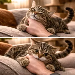 gato muerde después de caricias por sobreestimulación comportamiento felino 
                          cambio de relajado a molesto señales antes de morder y cómo evitar mordidas en 
                          gatos domésticos