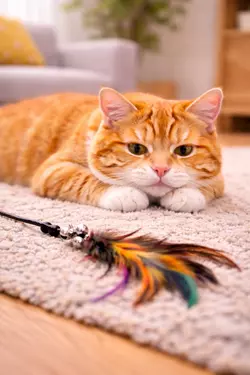 gato sin interes en jugar con juguete de plumas por que mi gato no juega causas y soluciones 
                       comportamiento felino en casa