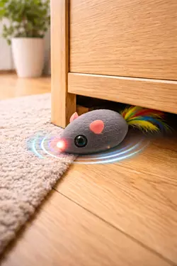 raton de juguete automatico saliendo de debajo del mueble juego de caza para gatos estimular 
                       instinto felino en casa