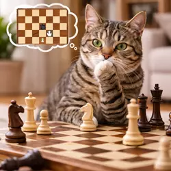 gato jugando ajedrez estimulacion mental gatos inteligencia felina juegos mentales 
                          para gatos enriquecimiento ambiental gato domestico entretenimiento mascotas