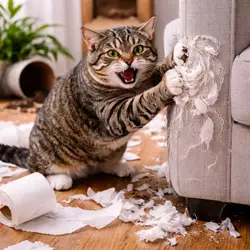 gato rascando sofa comportamiento destructivo gatos por que los gatos arañan muebles 
                       solucion rascador gato estres felino problemas comportamiento gatos domesticos