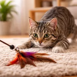 instinto cazador en gatos gato jugando con plumas juguete interactivo gatos estimulacion 
                          felina ejercicio gato domestico comportamiento natural gatos