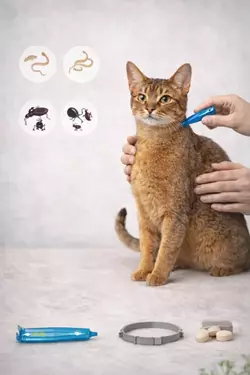 manos desparasitando gato abisinio tratamiento antiparasitario gatos como 
                       desparasitar un gato en casa eliminacion de parasitos gatos salud felina 
                       prevencion pulgas y gusanos