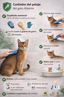 Imagen sobre cuidados del gato abisinio comiendo