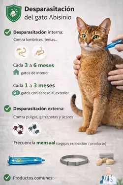 Imagen desparasitación gato abisinio comiendo
