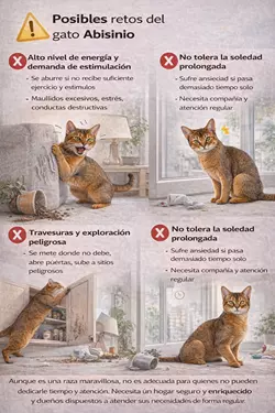 Imagen sobre desventajas del gato abisinio comiendo