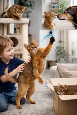 Imagen de gato abisinio siendo sociable