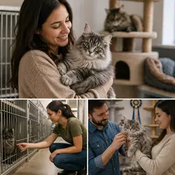Adoptar gato de pelo largo en refugio o criador responsable, familia con gato 
                       Americano de Pelo Corto, adopción de gatos sanos y socializados en protectoras