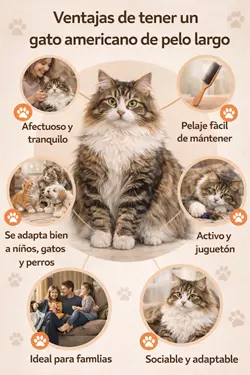 Ventajas de tener un gato americano de pelo largo