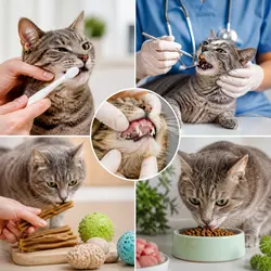 Prevención de gingivitis en gatos con higiene dental, alimentación saludable y cuidado veterinario, limpieza de 
                          dientes, snacks dentales y control del sarro para salud bucal felina