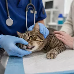 Pronóstico de periodontitis felina en gatos con revisión dental veterinaria, 
                          evaluación de encías, diagnóstico temprano y seguimiento del tratamiento 
                          para mejorar la salud bucal del gato