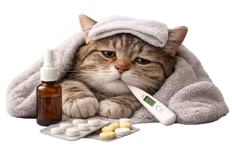 Imagen de gatito enfermo