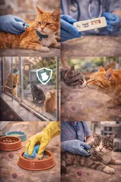 prevencion de la leucemia felina FeLV en gatos con vacunacion higiene control veterinario y 
                          evitar contagio del virus felino en gatos domesticos