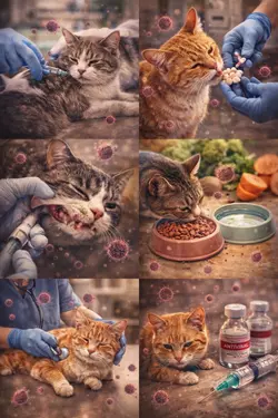 tratamiento de la leucemia felina FeLV en gatos con medicacion veterinaria cuidados 
                          alimentacion y control de la enfermedad viral en gatos domesticos