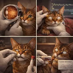 pruebas veterinarias para diagnosticar atrofia progresiva de retina en gatos incluyendo examen ocular, test 
                          genético y evaluación de la visión felina enfermedad ocular gatos