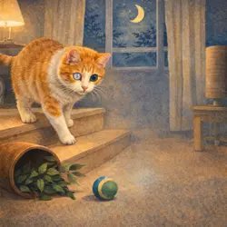 gato con cataratas moviéndose con dificultad en casa por visión reducida, comportamiento de gatos con pérdida de 
                           visión y adaptación al entorno doméstico enfermedad ocular felina