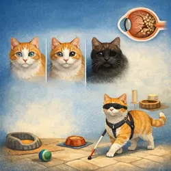 pronóstico de atrofia progresiva de retina en gatos y adaptación a la ceguera felina, calidad de vida de gatos 
                          ciegos y cuidados para mejorar su bienestar en el hogar