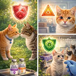 Imagen de gatos recibiendo vacunas opcionales como leucemia felina y calicivirus, destacando su 
                       importancia para la prevención de enfermedades en gatos, especialmente en entornos de riesgo o 
                       al interactuar con otros animales.