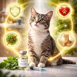 Imagen que muestra un gato con la vacuna contra la leucemia felina (FeLV), destacando los 
                          beneficios de la vacunación para proteger la salud, prevenir enfermedades y mantener el 
                          bienestar del gato.