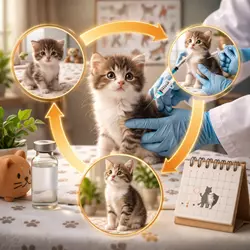 Imagen que muestra a un gatito recibiendo la vacuna FeLV, destacando cómo la vacunación 
                          protege a los gatitos de la leucemia felina y fortalece su sistema inmunológico contra 
                          enfermedades graves.