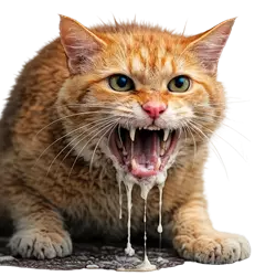 gato con rabia mostrando agresividad y exceso de saliva sintomas de rabia en gatos 
                       enfermedad peligrosa y contagiosa