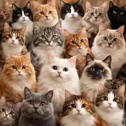 grupo de gatos de diferentes razas que deben vacunarse contra la rabia vacunacion 
                       felina obligatoria y prevencion de enfermedades en gatos